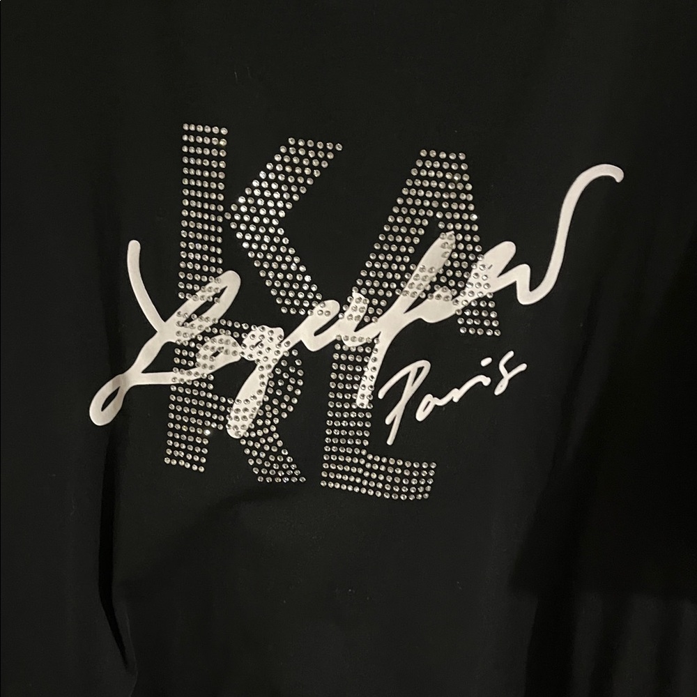 Karl Lagerfeld Black and White Signature Tee - Picture 2 of 4